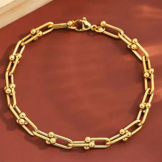 Fashion Charm U-Shaped Bracelet For Women Men Stainless Steel 18K Gold Plated Chain Unisex Jewelry Gift daily wear
